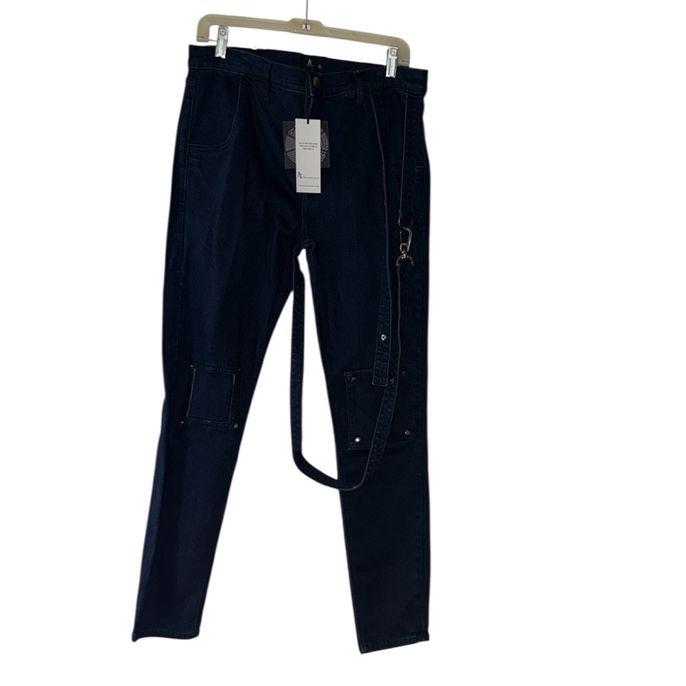 NWT - Arianne Elmy Denim Blue STRAPPY JEANS - 12 - Picture 2 of 11